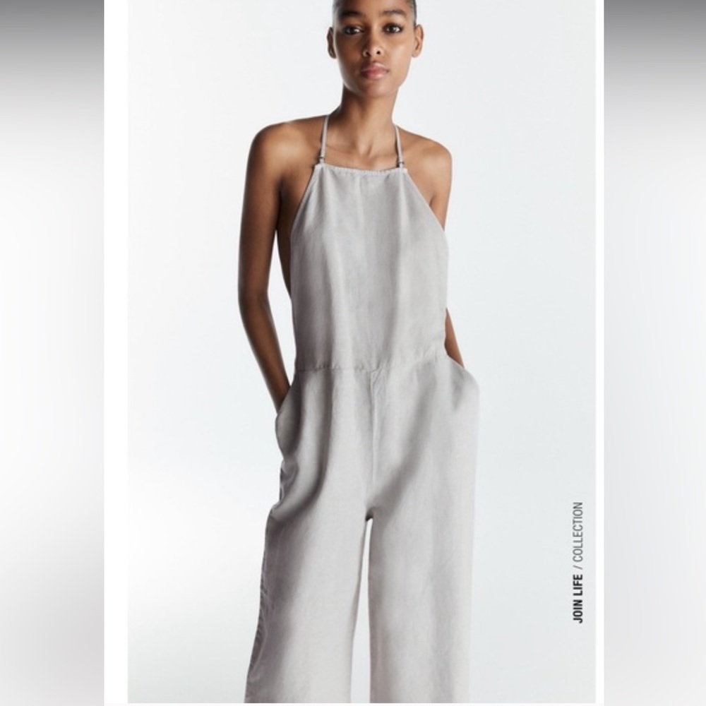 NWOT Zara Cropped Linen Blend Jumpsuit